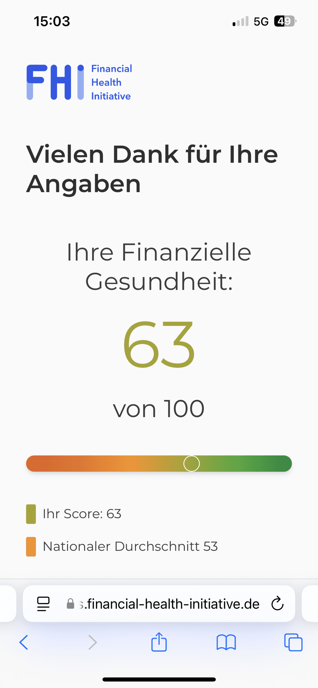 Phone mockup showing the Financial Health Score app